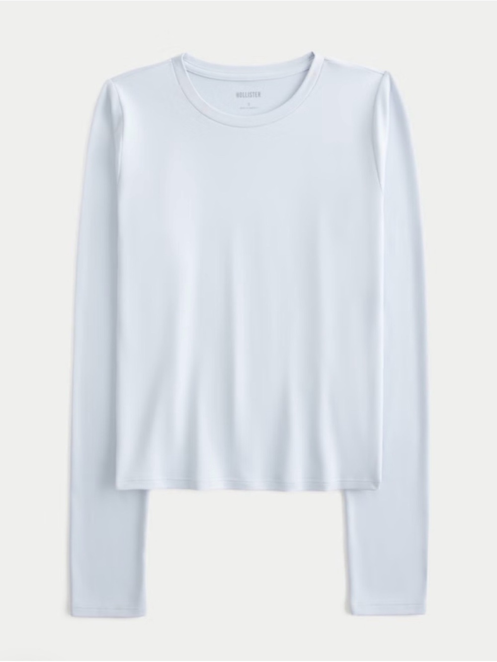 Hollister Women's Long-Sleeve Crewneck Top in Pale Blue